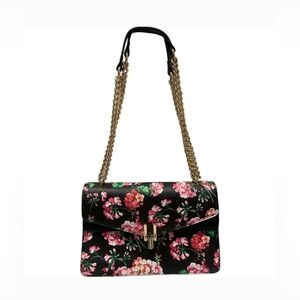 Lionel Chic Floral Shoulder Bag with Gold Chain